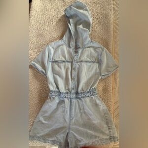 Zara Girl Light Blue Hooded Romper